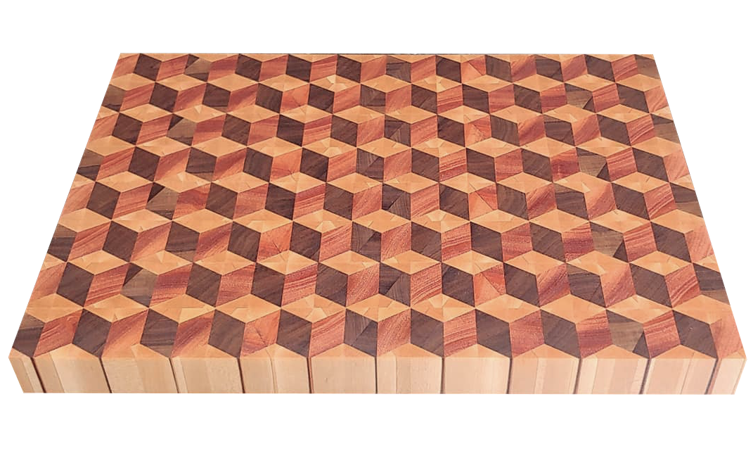 Cube pattern end grain cutting board.